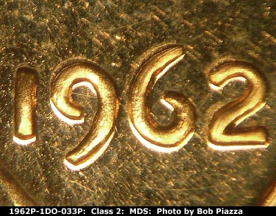 1962 Lincoln cent obverse proof, CopperCoins die 1962P•1DO•033P.