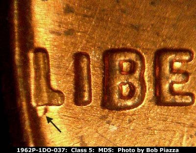 1962 Lincoln cent obverse, CopperCoins die 1962P•1DO•037.