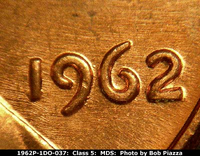 Die-stage B marker on 1962P•1DO•037 (1962 Doubled Die Obverse).