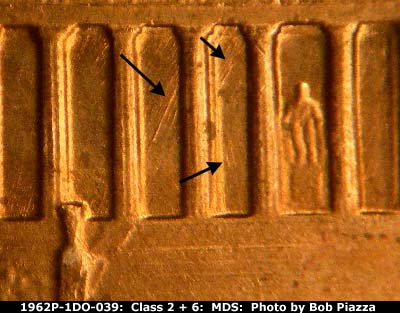 Die-stage B marker on 1962P•1DO•039 (1962 Doubled Die Obverse).