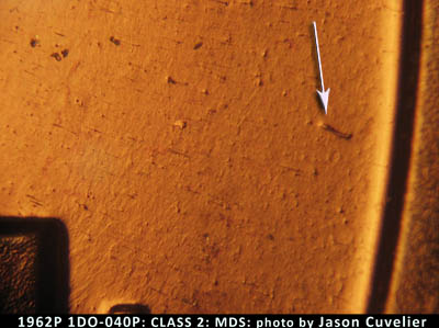 Die-stage B marker on 1962P•1DO•040P (1962 Doubled Die Obverse).