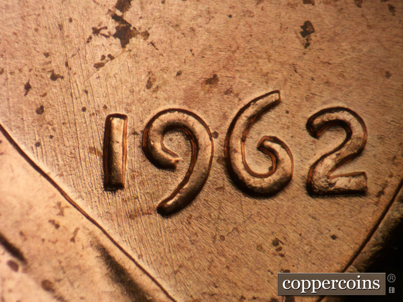 Die-stage B marker on 1962P•1DO•041 (1962 Doubled Die Obverse).