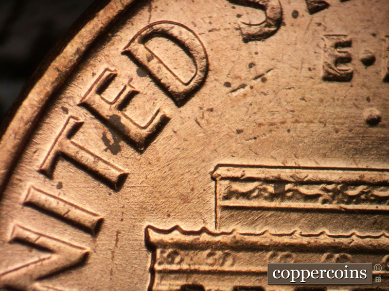 Die-stage B marker on 1962P•1DO•041 (1962 Doubled Die Obverse).