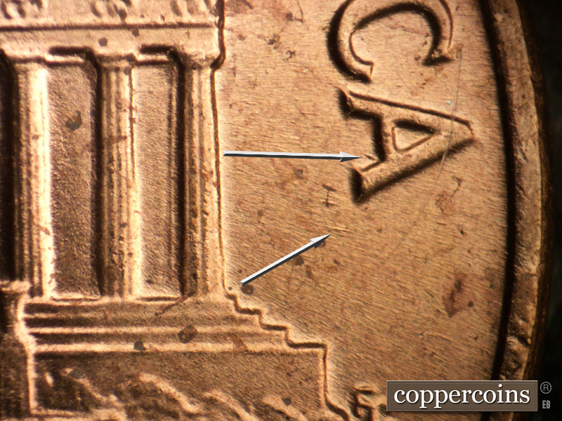 Die-stage B marker on 1962P•1DO•041 (1962 Doubled Die Obverse).