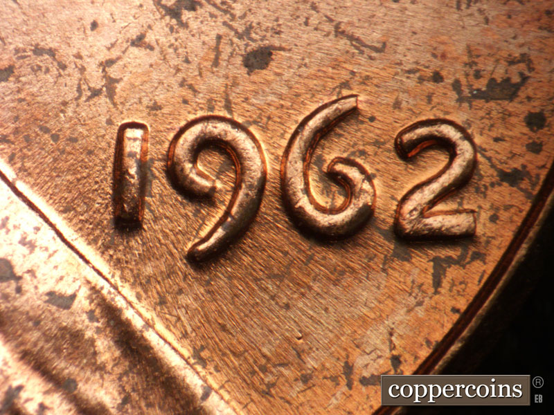Die-stage C marker on 1962P•1DO•042 (1962 Doubled Die Obverse).