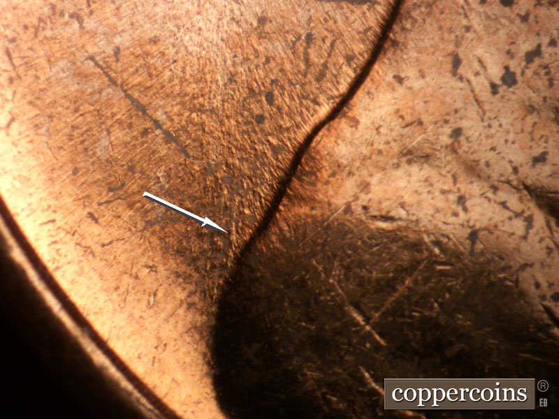 Die-stage C marker on 1962P•1DO•042 (1962 Doubled Die Obverse).