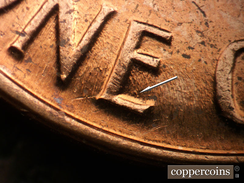 Die-stage C marker on 1962P•1DO•042 (1962 Doubled Die Obverse).