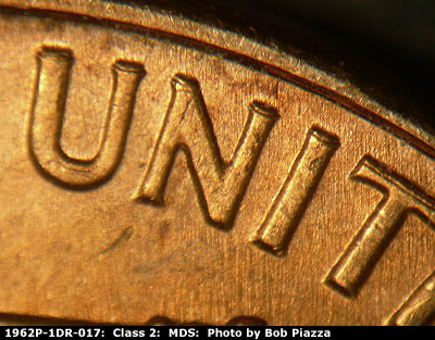 1962 Lincoln cent obverse, CopperCoins die 1962P•1DR•017.