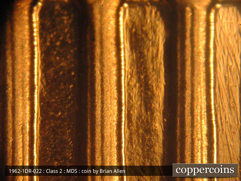 Die-stage B marker on 1962P•1DR•022P (1962 Doubled Die Reverse).