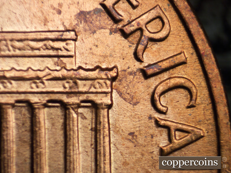 Die-stage B marker on 1962P•1DR•023 (1962 Doubled Die Reverse).