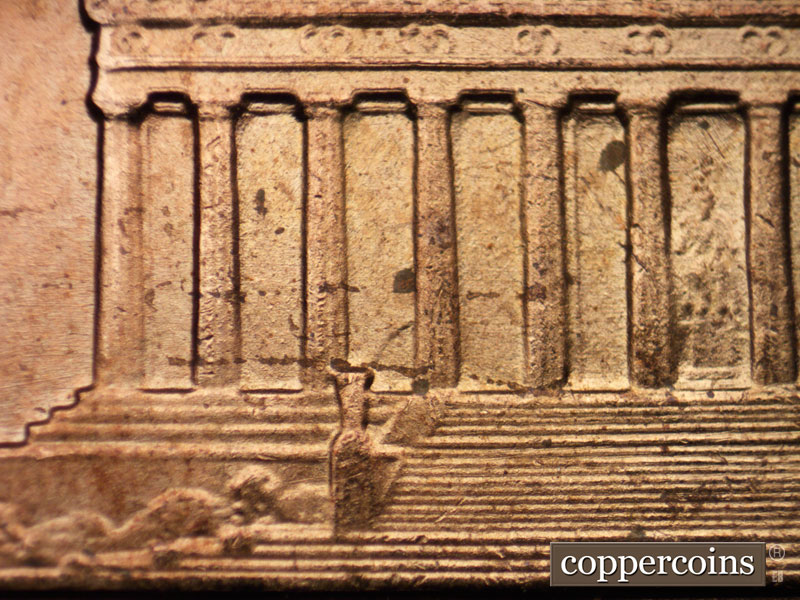 Die-stage B marker on 1962P•1DR•023 (1962 Doubled Die Reverse).