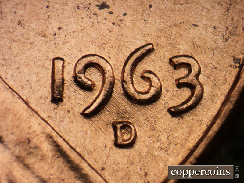 Die-stage B marker on 1963D•1DO•003 (1963 Doubled Die Obverse).