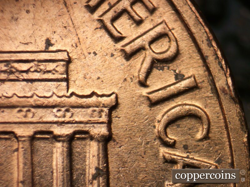 Die-stage B marker on 1963D•1DO•003 (1963 Doubled Die Obverse).