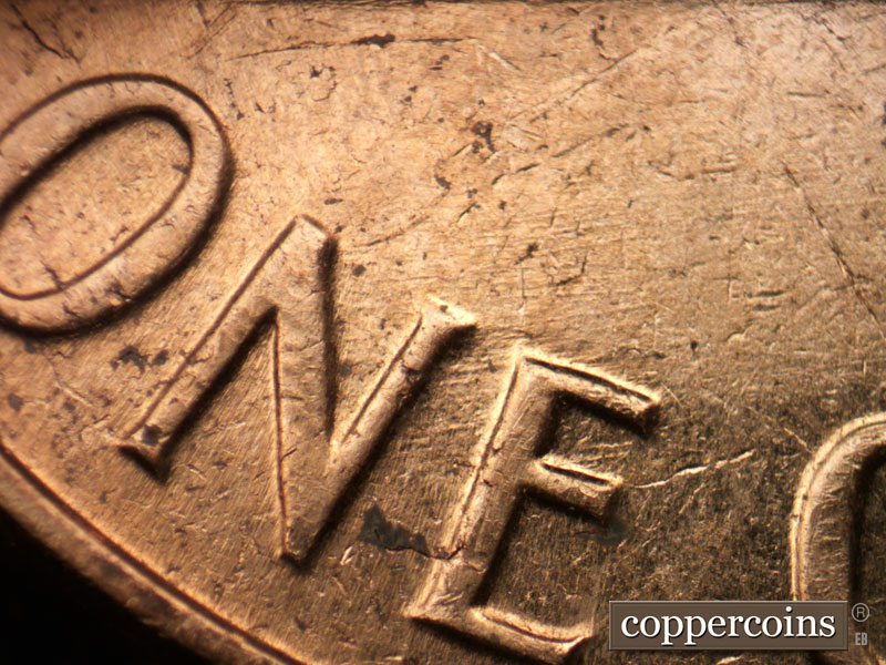 Die-stage B marker on 1963D•1DO•003 (1963 Doubled Die Obverse).