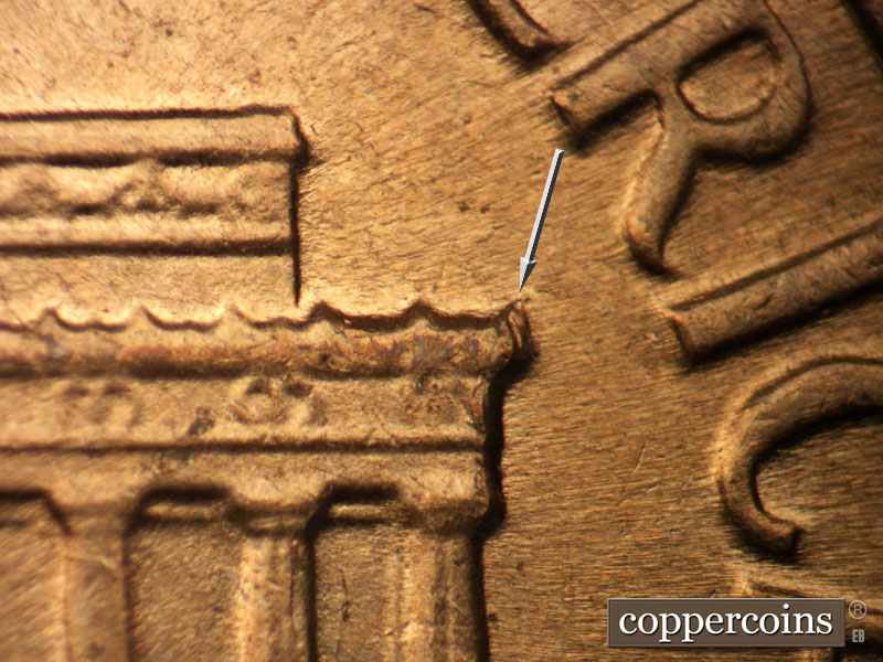 Die-stage C marker on 1963D•1DO•003 (1963 Doubled Die Obverse).