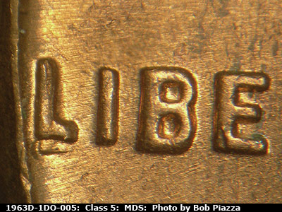1963 Lincoln cent obverse, CopperCoins die 1963D•1DO•005.