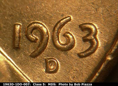 Die-stage B marker on 1963D•1DO•007 (1963 Doubled Die Obverse).