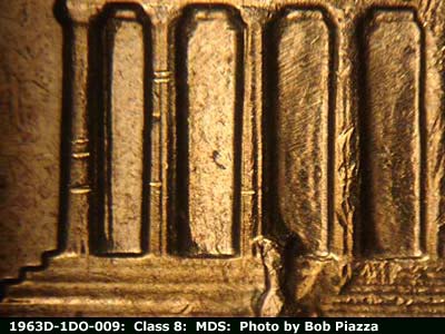 Die-stage B marker on 1963D•1DO•009 (1963 Doubled Die Obverse).