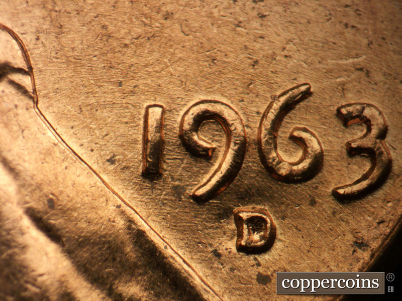 Die-stage B marker on 1963D•1DO•010 (1963 Doubled Die Obverse).