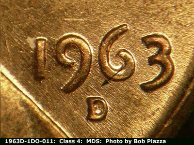 Die-stage B marker on 1963D•1DO•011 (1963 Doubled Die Obverse).
