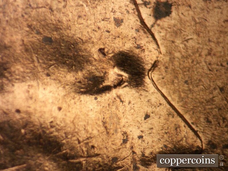 1963 Lincoln cent obverse, CopperCoins die 1963D•1DO•017 — A nice doubled eyelid is seen here.
