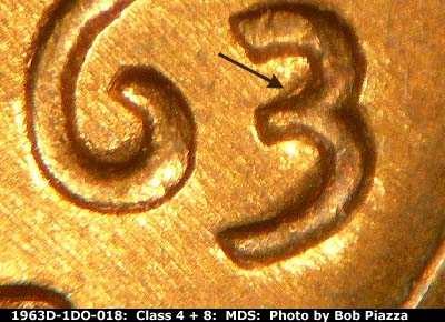 1963 Lincoln cent obverse, CopperCoins die 1963D•1DO•018.