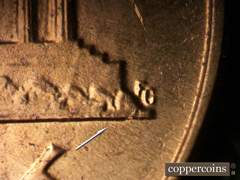 Die-stage B marker on 1963D•1DO•019 (1963 Doubled Die Obverse).