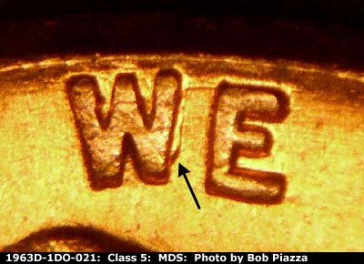1963 Lincoln cent obverse, CopperCoins die 1963D•1DO•021.