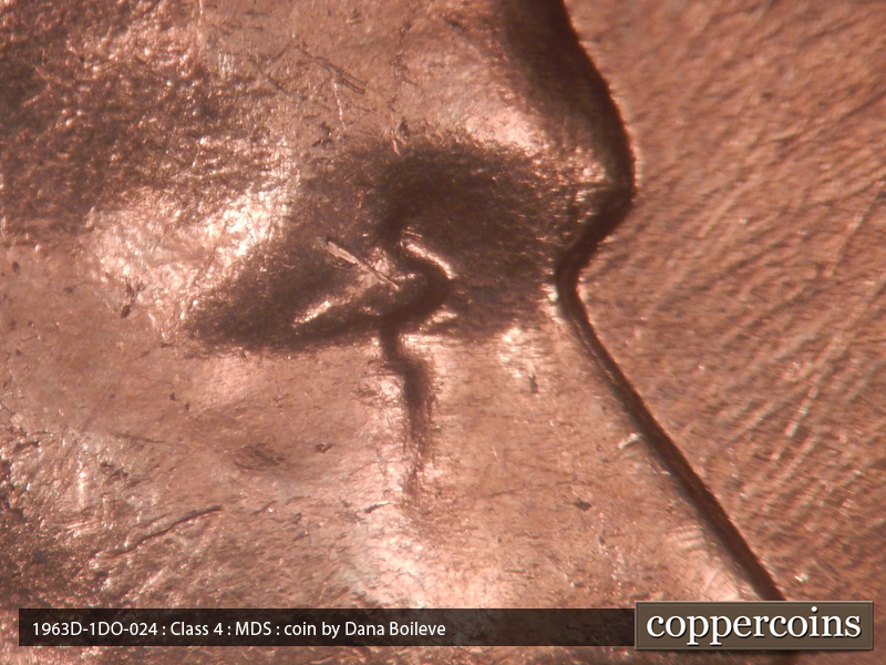 1963 Lincoln cent obverse, CopperCoins die 1963D•1DO•024.