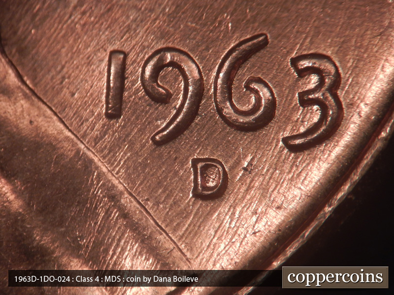 Die-stage B marker on 1963D•1DO•024 (1963 Doubled Die Obverse).