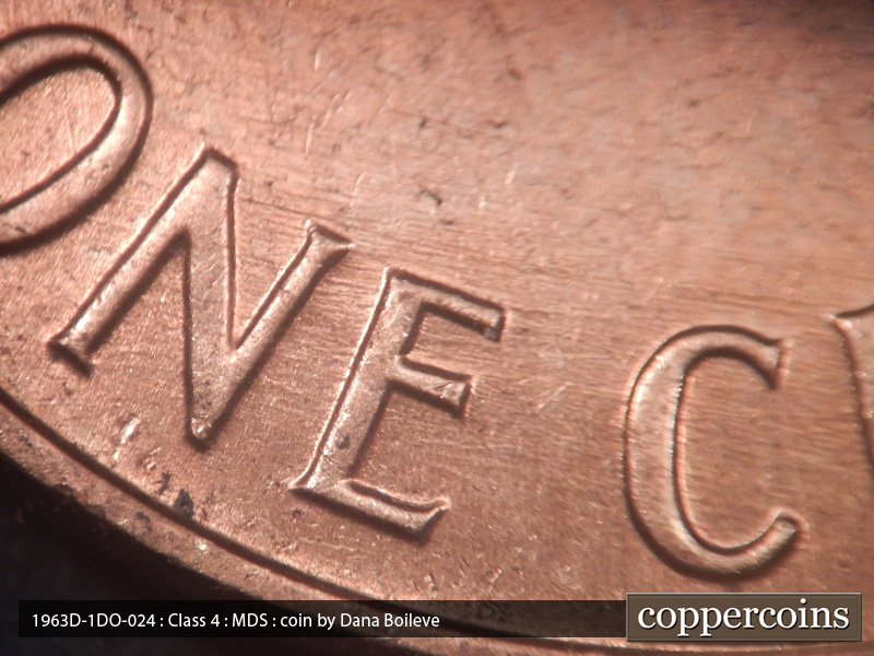 Die-stage B marker on 1963D•1DO•024 (1963 Doubled Die Obverse).
