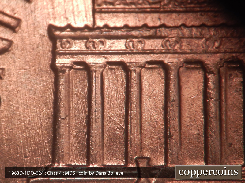 Die-stage B marker on 1963D•1DO•024 (1963 Doubled Die Obverse).