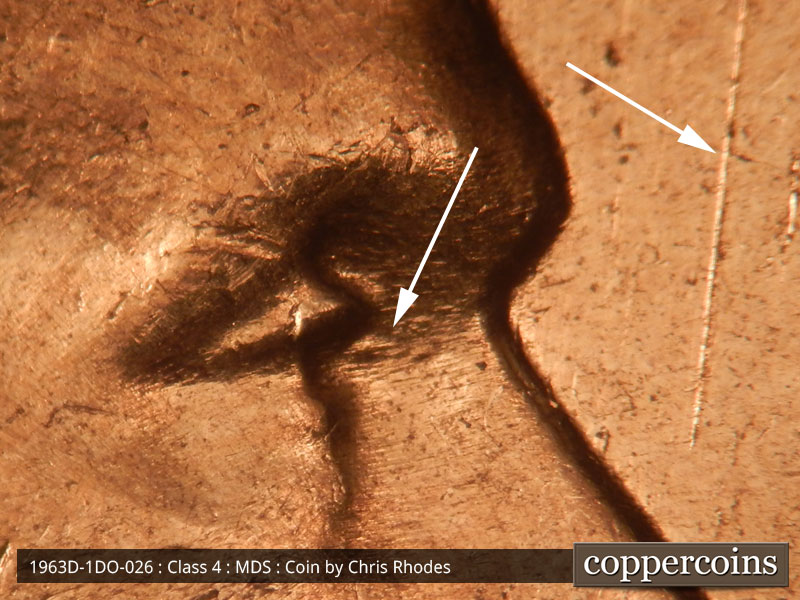 1963 Lincoln cent obverse, CopperCoins die 1963D•1DO•026.