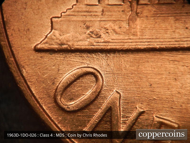 Die-stage B marker on 1963D•1DO•026 (1963 Doubled Die Obverse).