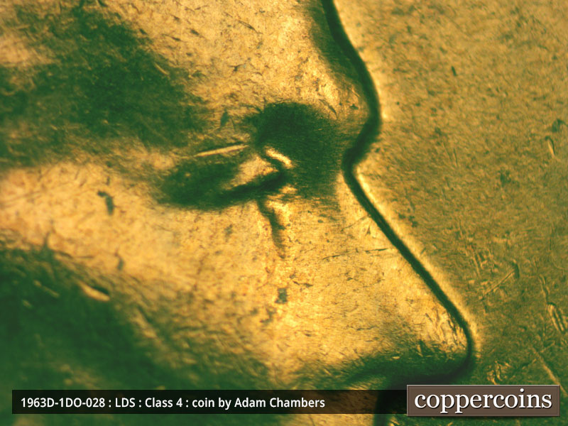 1963 Lincoln cent obverse, CopperCoins die 1963D•1DO•028.