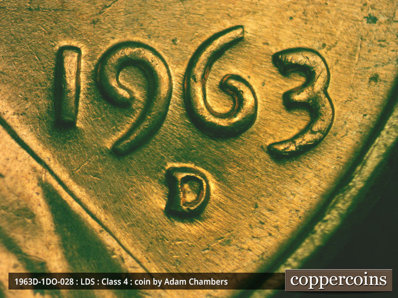 Die-stage B marker on 1963D•1DO•028 (1963 Doubled Die Obverse).