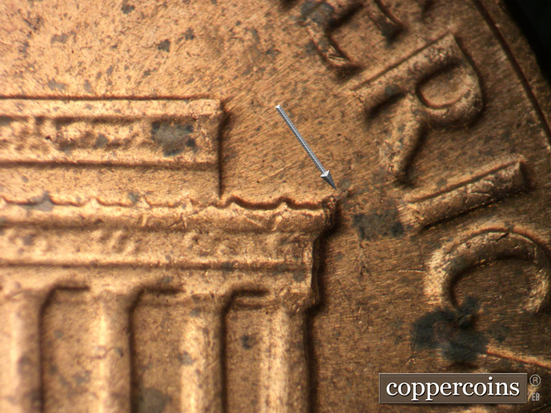 Die-stage C marker on 1963D•1DO•028 (1963 Doubled Die Obverse).