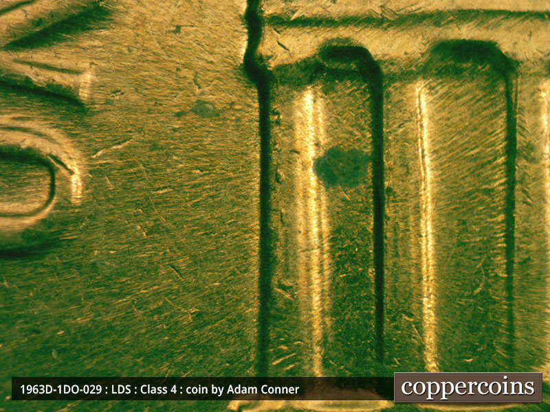 Die-stage C marker on 1963D•1DO•029 (1963 Doubled Die Obverse).