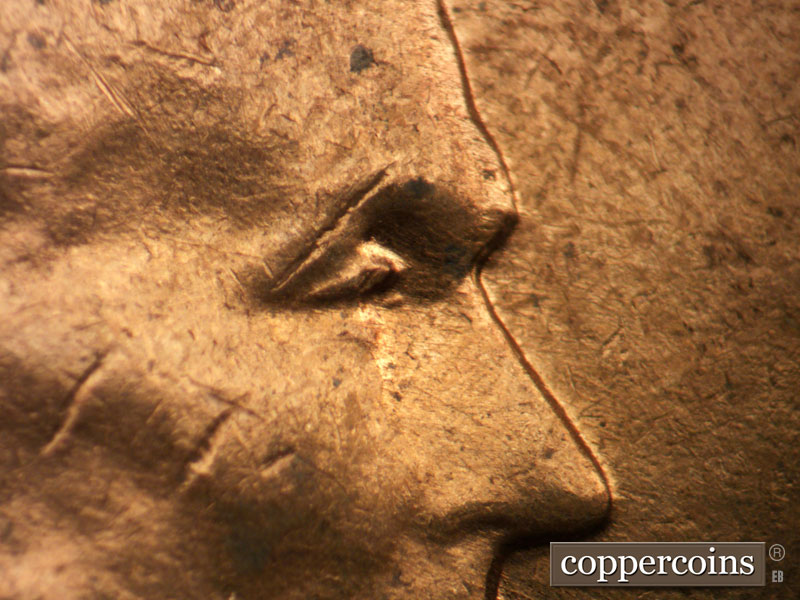 1963 Lincoln cent obverse, CopperCoins die 1963D•1DO•030.