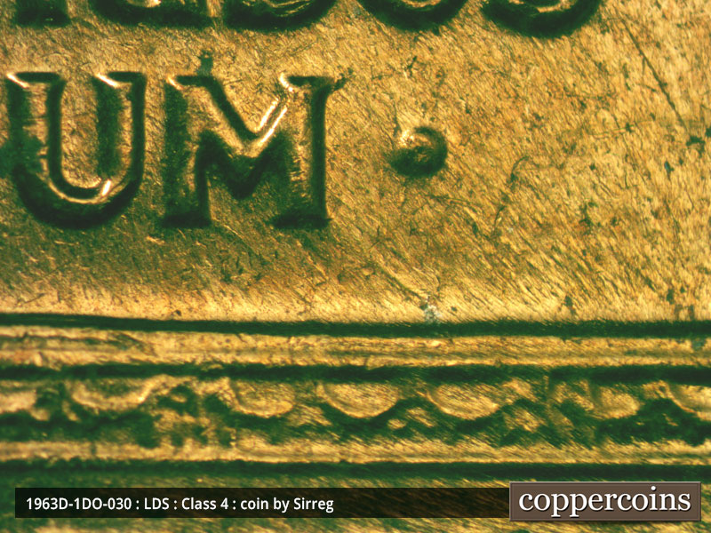 Die-stage C marker on 1963D•1DO•030 (1963 Doubled Die Obverse).