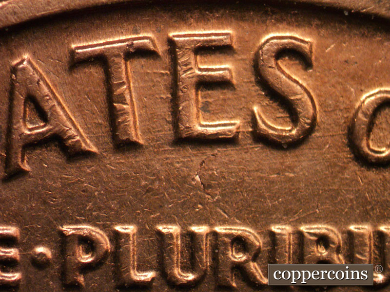 Die-stage B marker on 1963D•1DO•031 (1963 Doubled Die Obverse).