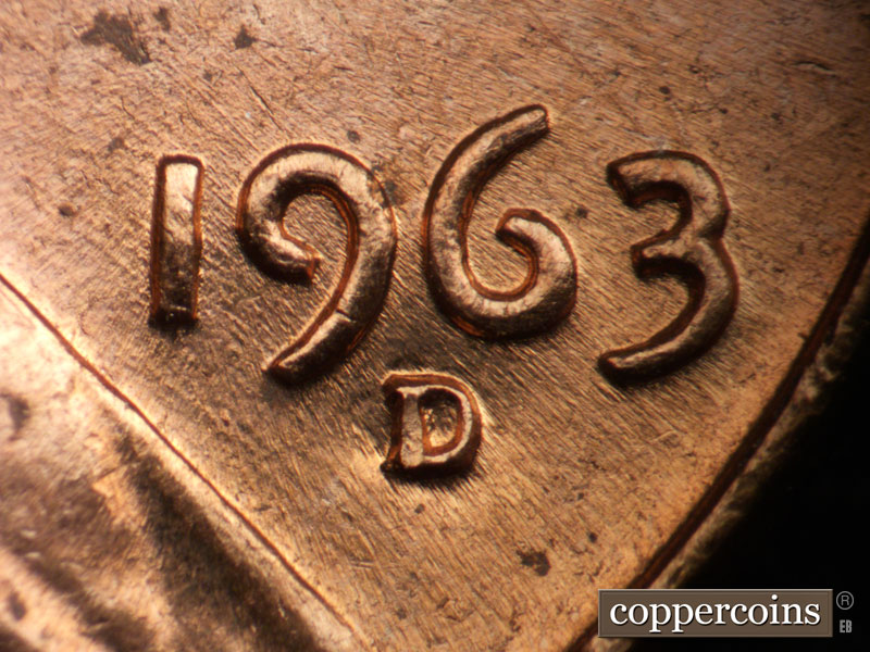 Die-stage B marker on 1963D•1DO•037 (1963 Doubled Die Obverse).