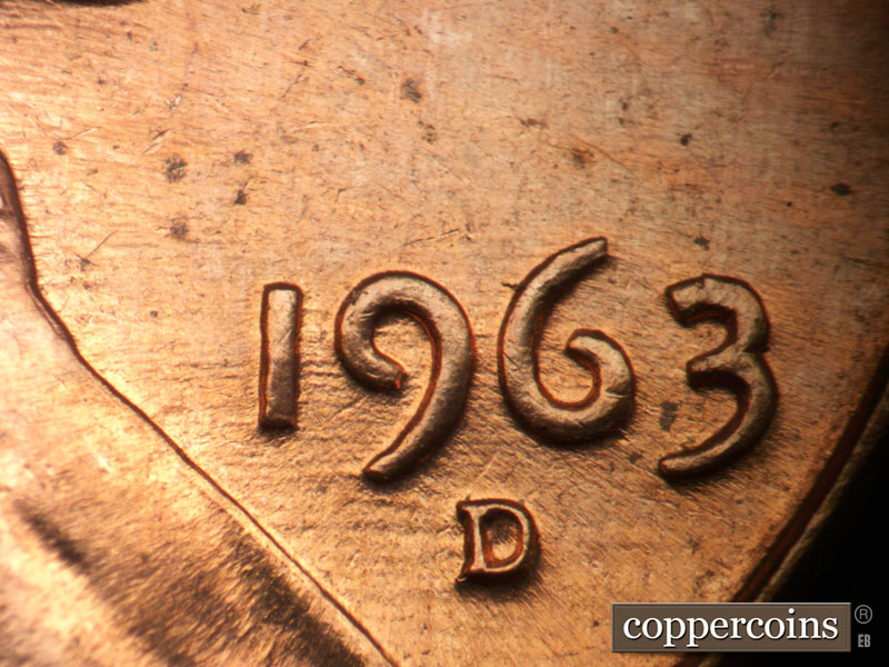 Die-stage B marker on 1963D•1DO•038 (1963 Doubled Die Obverse).