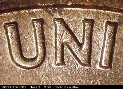 1963 Lincoln cent obverse, CopperCoins die 1963D•1DR•001.