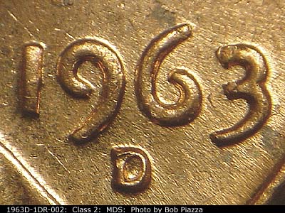 1963 Lincoln cent obverse, CopperCoins die 1963D•1DR•002.