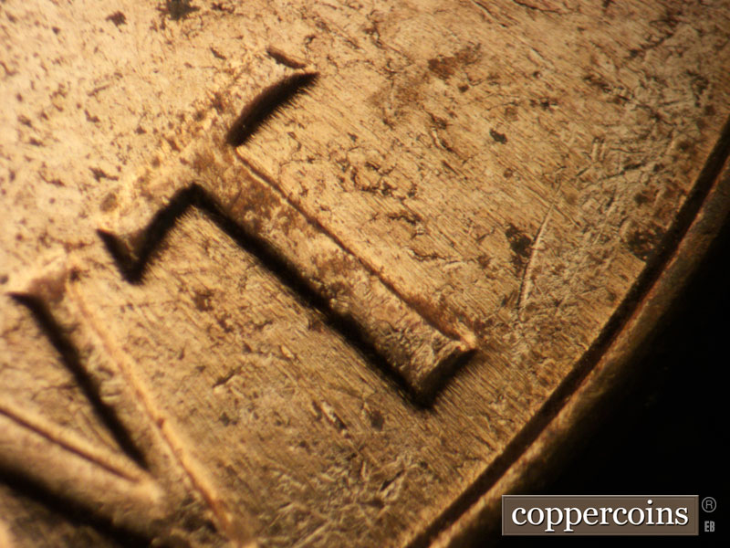 Die-stage C marker on 1963D•1DR•006 (1963 Doubled Die Reverse).