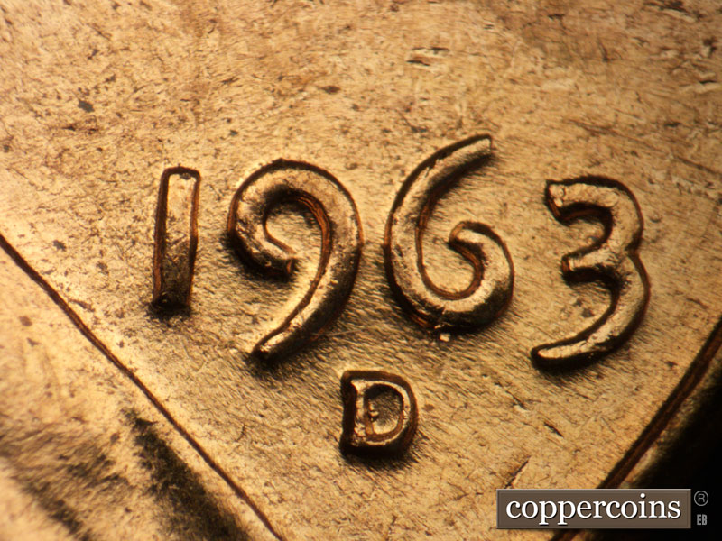 Die-stage C marker on 1963D•1DR•006 (1963 Doubled Die Reverse).