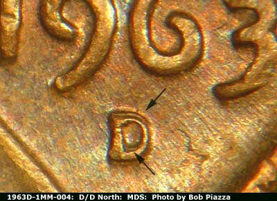 1963 Lincoln cent obverse, CopperCoins die 1963D•1MM•004.