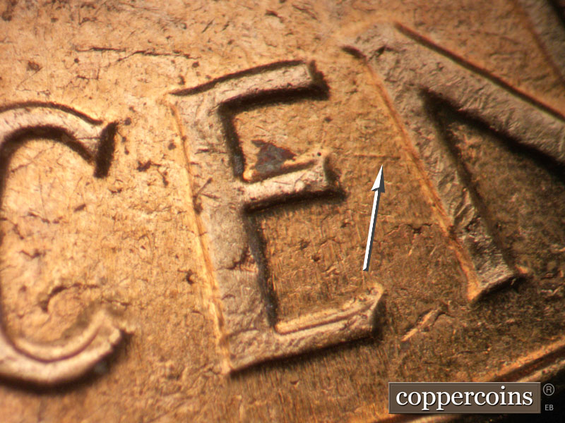 Die-stage B marker on 1963D•1MM•008 (1963 Repunched Mint Mark).