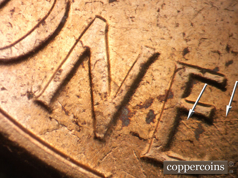 Die-stage B marker on 1963D•1MM•008 (1963 Repunched Mint Mark).